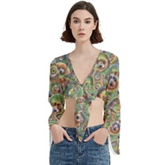 Surreal Abstract Early Ai Art Trumpet Sleeve Cropped Top