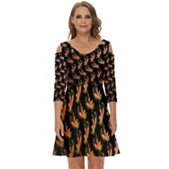 Regal Eagle Pattern Shoulder Cut Out Zip Up Dress by ExtraGoodSauce