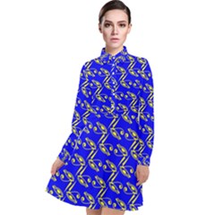 Eye Of Horus Pattern Long Sleeve Chiffon Shirt Dress by ExtraGoodSauce