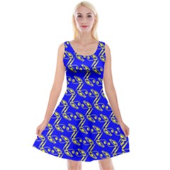 Eye Of Horus Pattern Reversible Velvet Sleeveless Dress