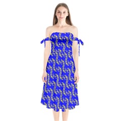 Eye Of Horus Pattern Shoulder Tie Bardot Midi Dress by ExtraGoodSauce