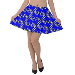 Eye Of Horus Pattern Velvet Skater Skirt