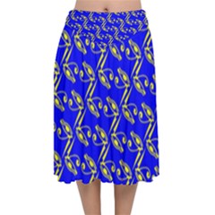 Eye Of Horus Pattern Velvet Flared Midi Skirt