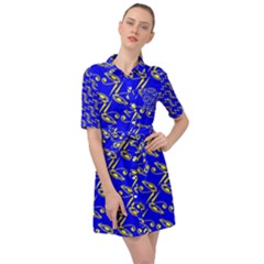 Eye Of Horus Pattern Belted Shirt Dress by ExtraGoodSauce