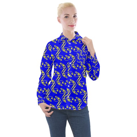 Eye Of Horus Pattern Women s Long Sleeve Pocket Shirt by ExtraGoodSauce