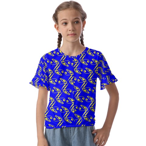 Eye Of Horus Pattern Kids  Cuff Sleeve Scrunch Bottom T-shirt by ExtraGoodSauce