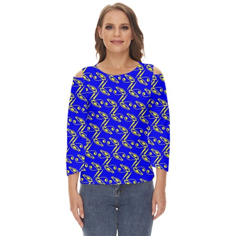 Eye Of Horus Pattern Cut Out Wide Sleeve Top by ExtraGoodSauce