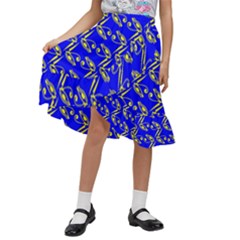 Eye Of Horus Pattern Kids  Ruffle Flared Wrap Midi Skirt by ExtraGoodSauce