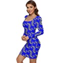 Eye of Horus Pattern Women Long Sleeve Ruched Stretch Jersey Dress View3