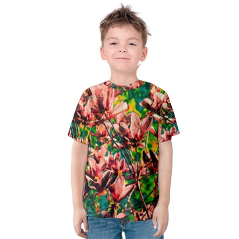 Abstract Floral Artwork Kids  Cotton T-shirt by ExtraGoodSauce