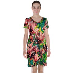 Abstract Floral Artwork Short Sleeve Nightdress by ExtraGoodSauce