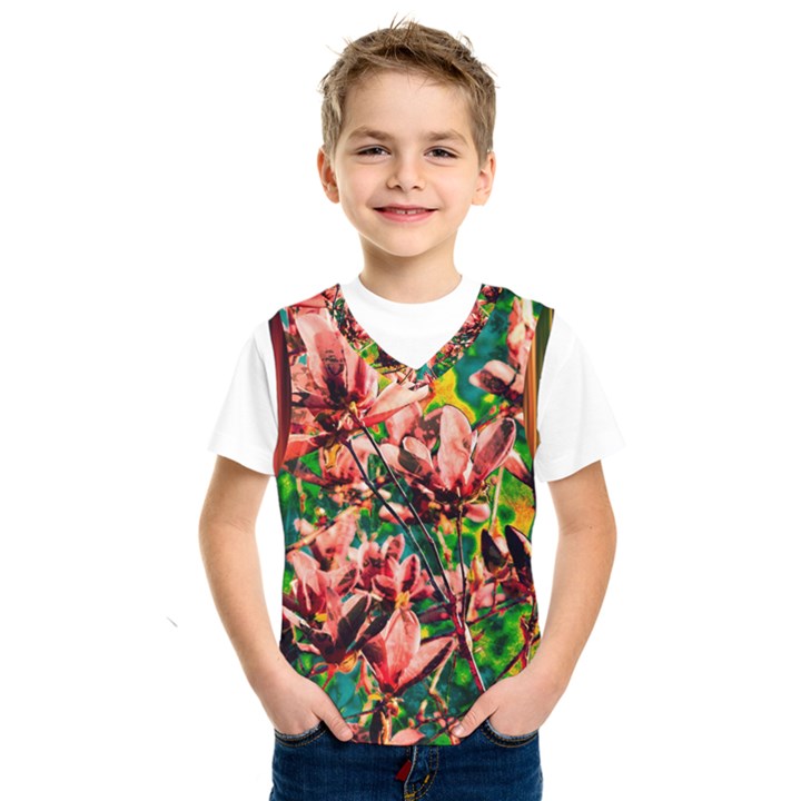 Abstract Floral Artwork Kids  Basketball Tank Top