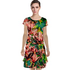 Abstract Floral Artwork Cap Sleeve Nightdress by ExtraGoodSauce