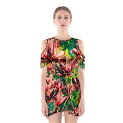 Abstract Floral Artwork Shoulder Cutout One Piece Dress by ExtraGoodSauce