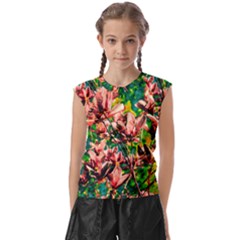 Abstract Floral Artwork Kids  Raglan Cap Sleeve T-shirt by ExtraGoodSauce