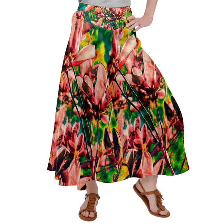 Abstract Floral Artwork Women s Satin Palazzo Pants