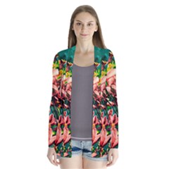 Abstract Floral Artwork Drape Collar Cardigan by ExtraGoodSauce