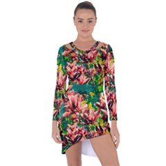 Abstract Floral Artwork Asymmetric Cut-out Shift Dress by ExtraGoodSauce