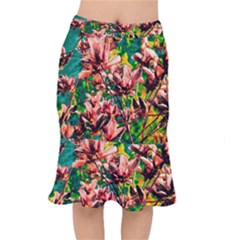 Abstract Floral Artwork Short Mermaid Skirt