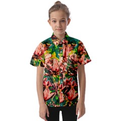 Abstract Floral Artwork Kids  Short Sleeve Shirt by ExtraAwesomeSauce