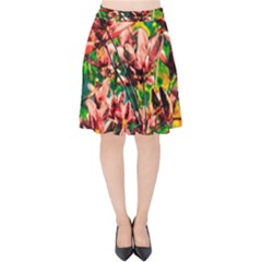 Abstract Floral Artwork Velvet High Waist Skirt by ExtraGoodSauce