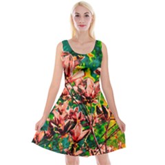 Abstract Floral Artwork Reversible Velvet Sleeveless Dress