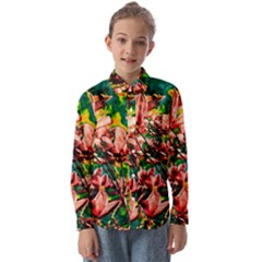 Abstract Floral Artwork Kids  Long Sleeve Shirt by ExtraGoodSauce