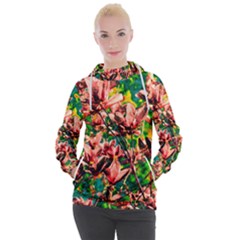 Abstract Floral Artwork Women s Hooded Pullover