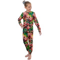 Abstract Floral Artwork Kids  Long Sleeve Set 