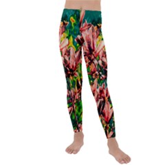 Abstract Floral Artwork Kids  Lightweight Velour Leggings by ExtraGoodSauce