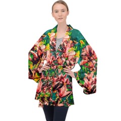 Abstract Floral Artwork Long Sleeve Velvet Kimono  by ExtraGoodSauce