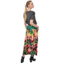 Abstract Floral Artwork Velour Split Maxi Skirt View2