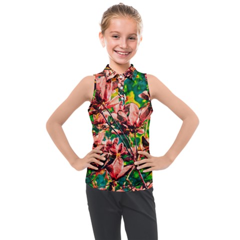 Abstract Floral Artwork Kids  Sleeveless Polo T-shirt by ExtraGoodSauce