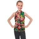 Abstract Floral Artwork Kids  Sleeveless Polo T-Shirt View1