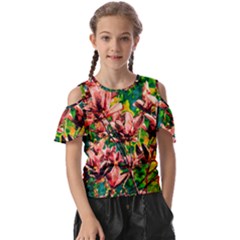 Abstract Floral Artwork Kids  Butterfly Cutout T-shirt by ExtraGoodSauce