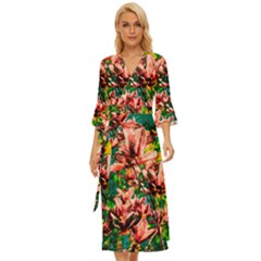 Abstract Floral Artwork Midsummer Wrap Dress