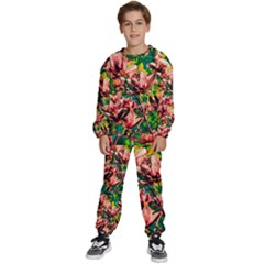 Abstract Floral Artwork Kids  Sweatshirt Set