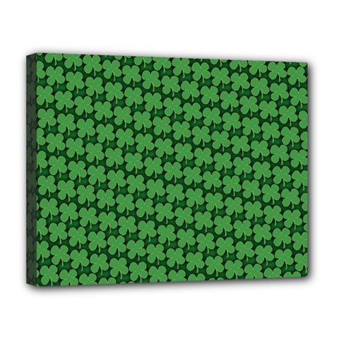 St  Patrick s Day Clovers Canvas 14  X 11  (stretched) by ExtraGoodSauce