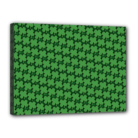 St  Patrick s Day Clovers Canvas 16  X 12  (stretched) by ExtraGoodSauce