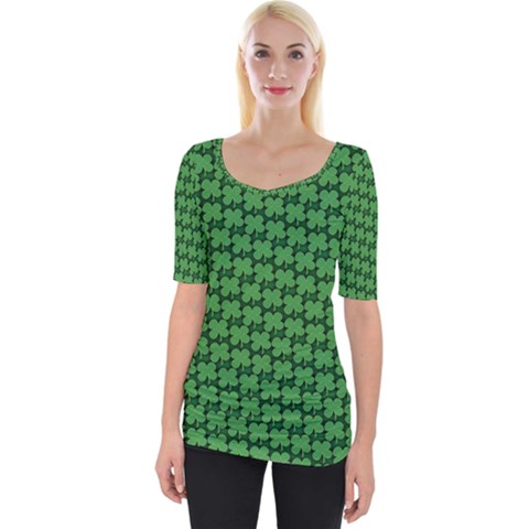 St  Patrick s Day Clovers Wide Neckline T-shirt by ExtraGoodSauce