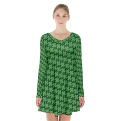 St  Patrick s Day Clovers Long Sleeve Velvet V-neck Dress