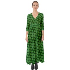 St  Patrick s Day Clovers Button Up Boho Maxi Dress by ExtraGoodSauce