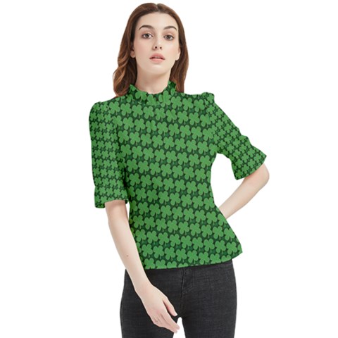 St  Patrick s Day Clovers Frill Neck Blouse by ExtraGoodSauce