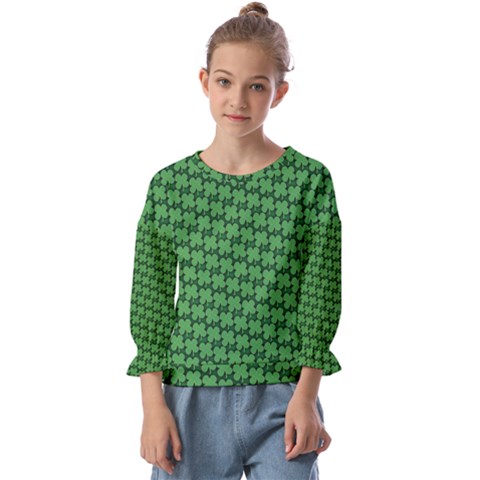 St  Patrick s Day Clovers Kids  Cuff Sleeve Top by ExtraGoodSauce