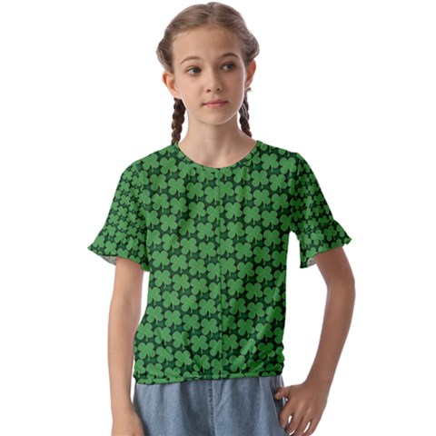 St  Patrick s Day Clovers Kids  Cuff Sleeve Scrunch Bottom T-shirt by ExtraAwesomeSauce