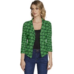 St  Patrick s Day Clovers Women s Casual 3/4 Sleeve Spring Jacket by ExtraGoodSauce