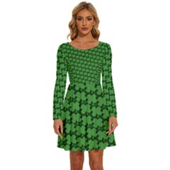 St  Patrick s Day Clovers Long Sleeve Wide Neck Velvet Dress by ExtraGoodSauce