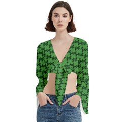 St  Patrick s Day Clovers Trumpet Sleeve Cropped Top