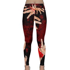 Horror Themed Bloody Hands Classic Yoga Leggings by ExtraGoodSauce