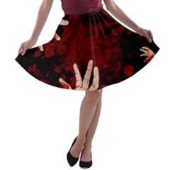 Horror Themed Bloody Hands A-line Skater Skirt by ExtraGoodSauce